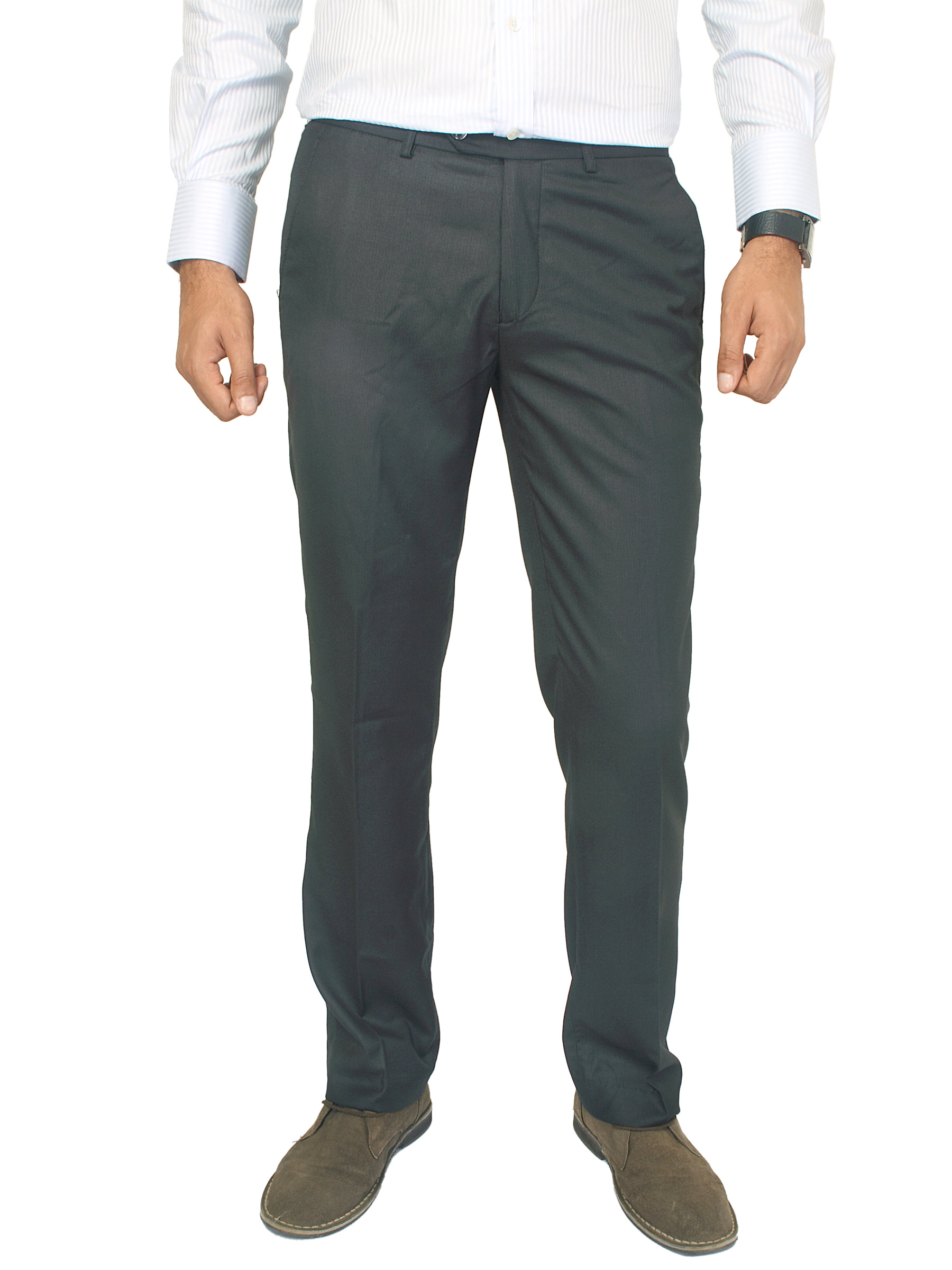 Genesis Men Solid Black Trousers