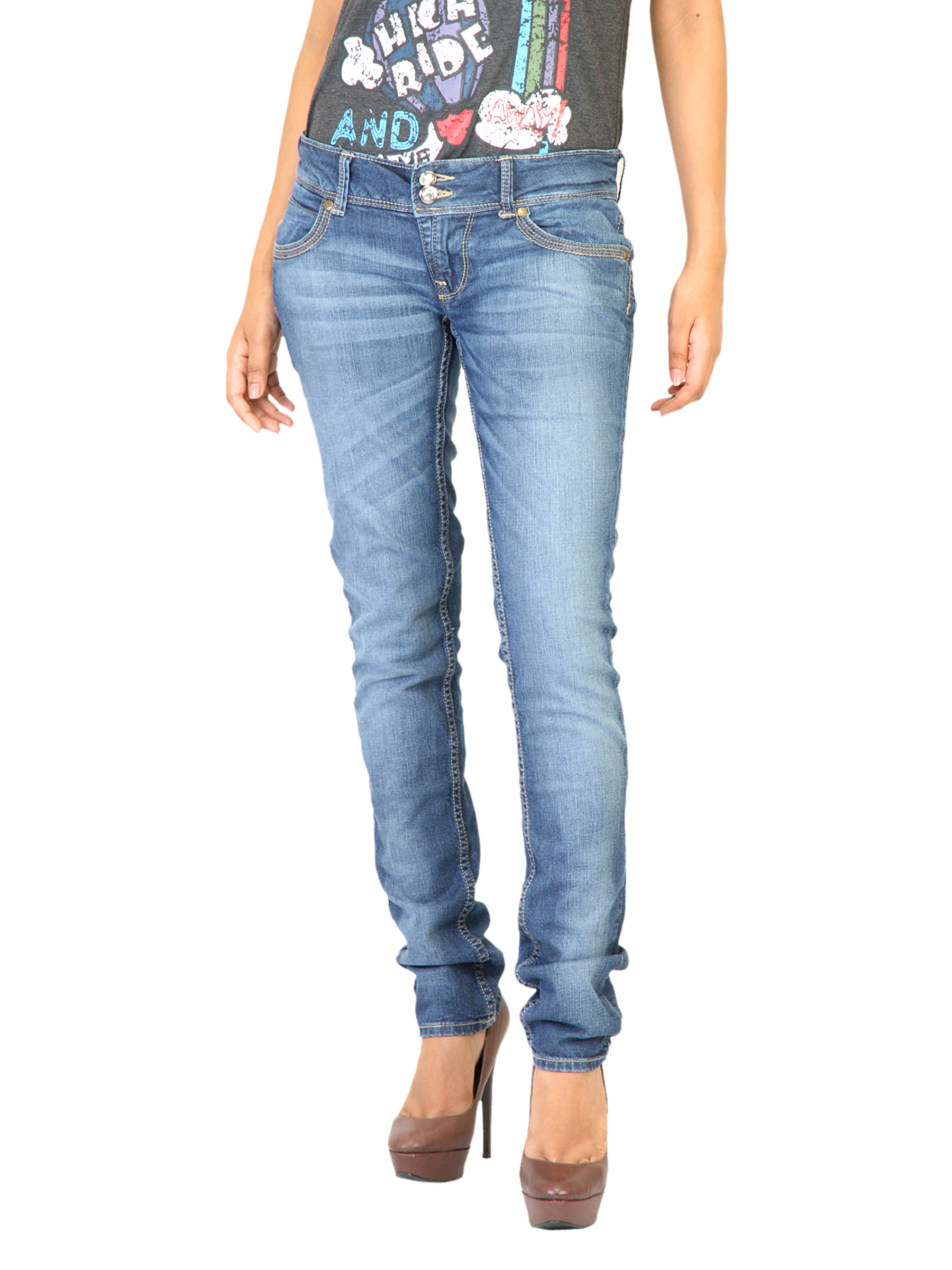 Flying Machine Women Washed Blue Jeans