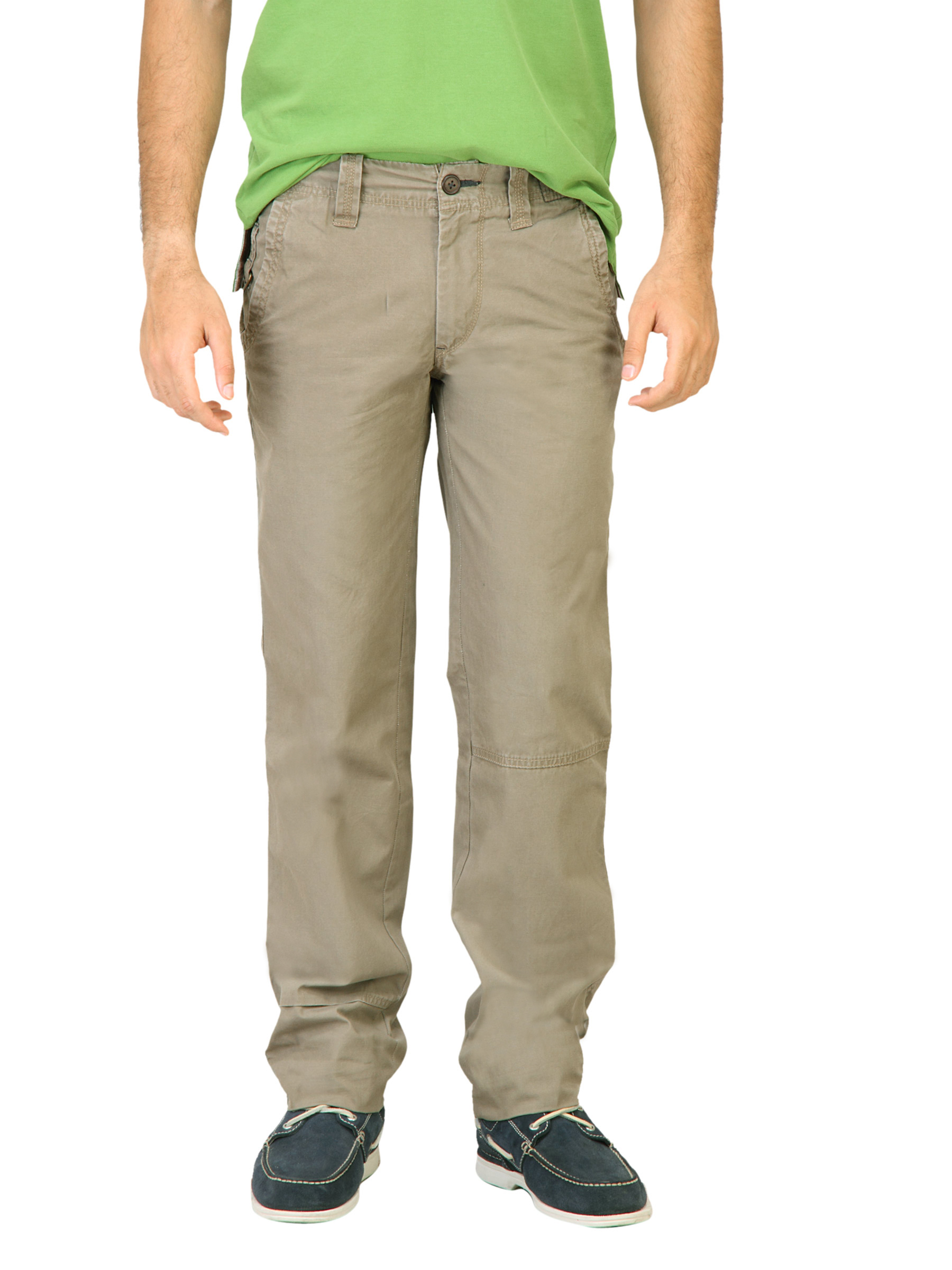 Probase Men Solid LT.Khaki Trousers