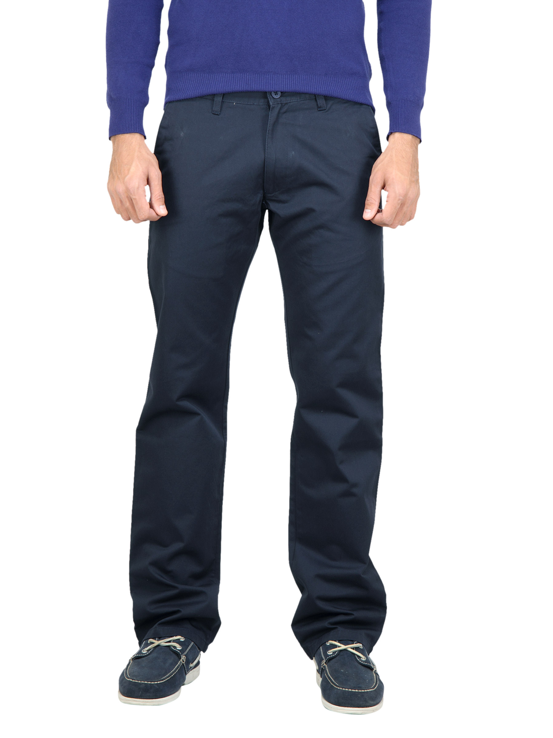 Highlander Men Solid Navy Blue Trousers