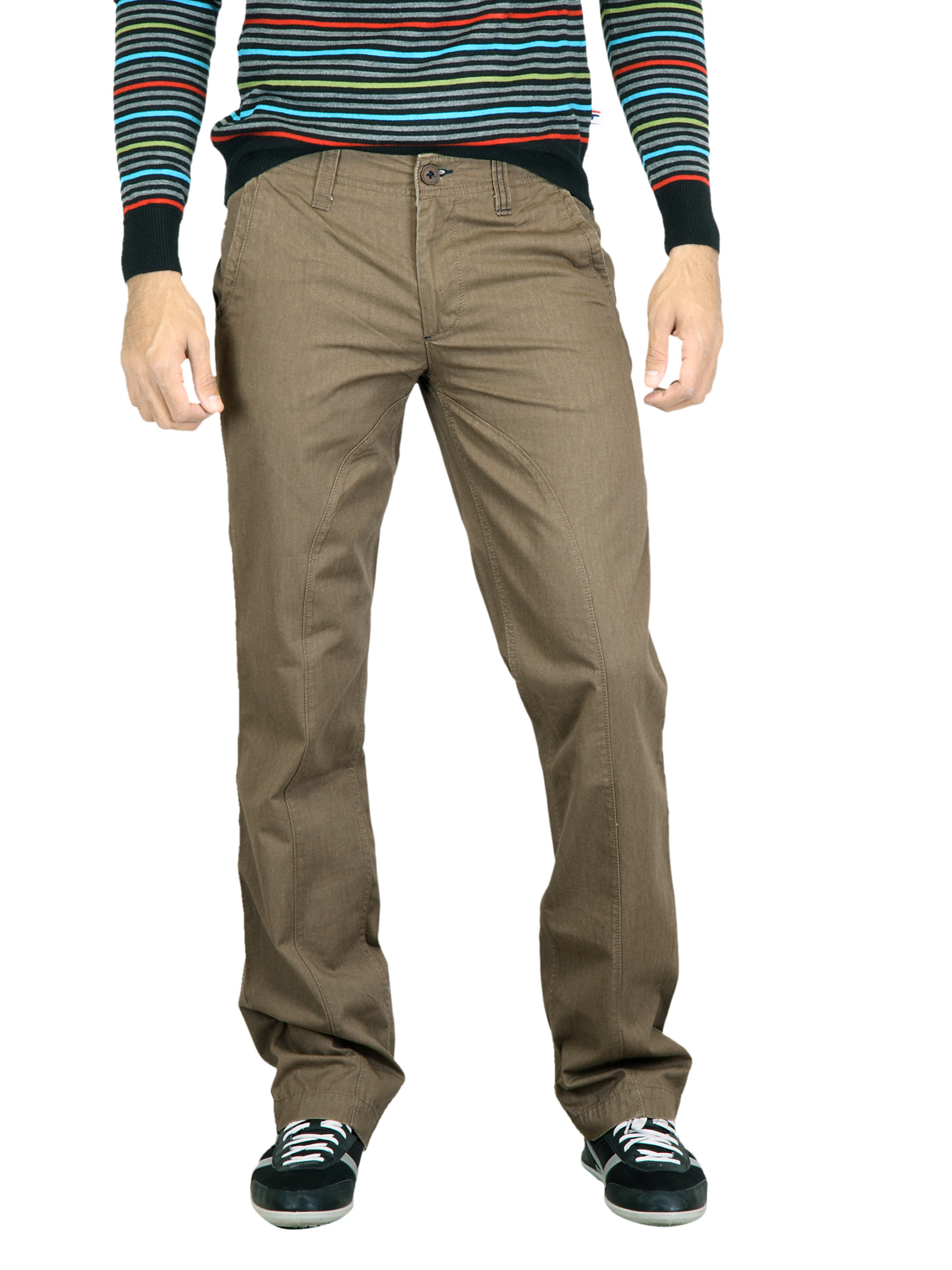 Probase Men Solid Khaki Trouser