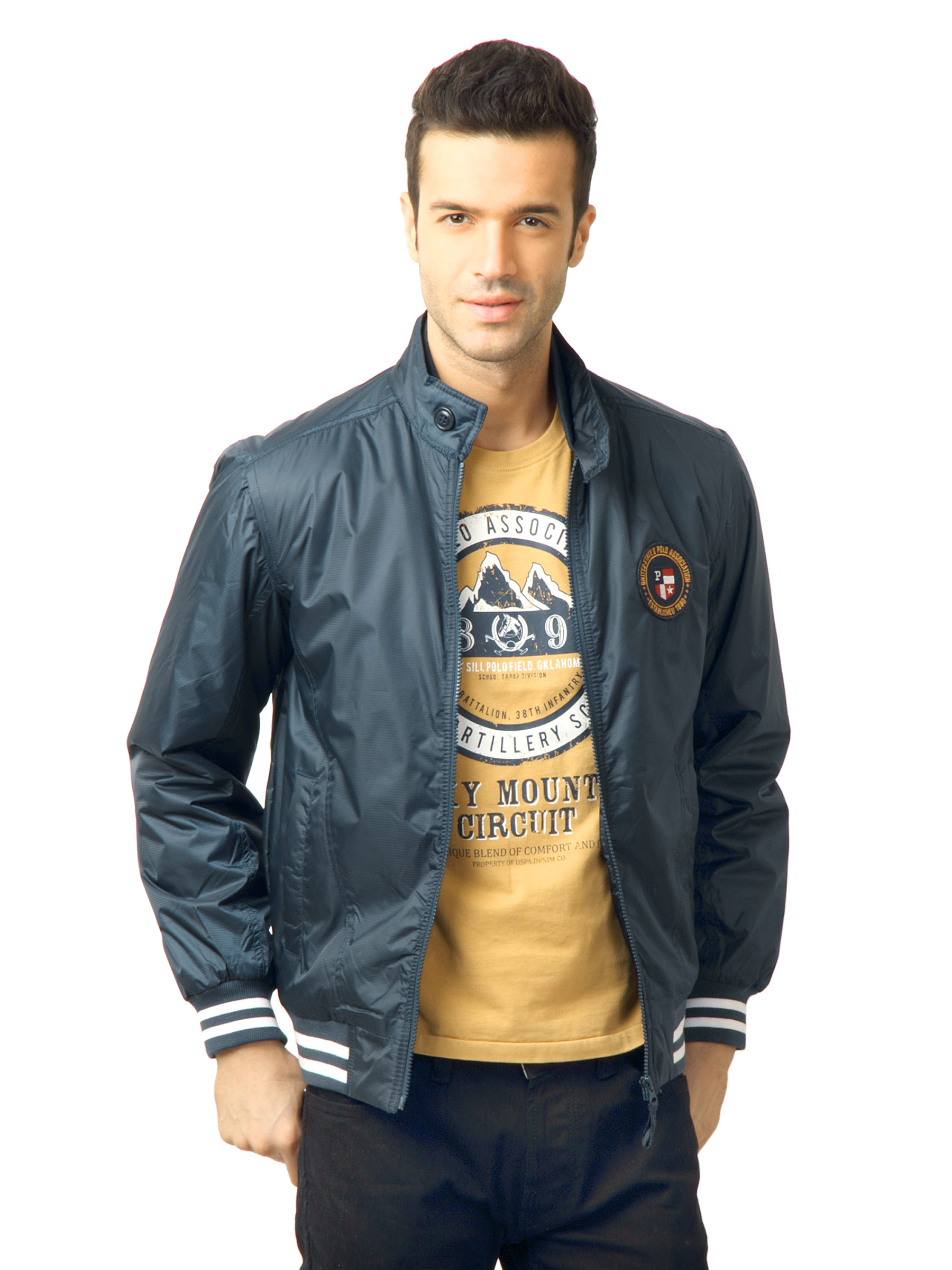 U.S. Polo Assn. Men Solid Navy Blue Jacket