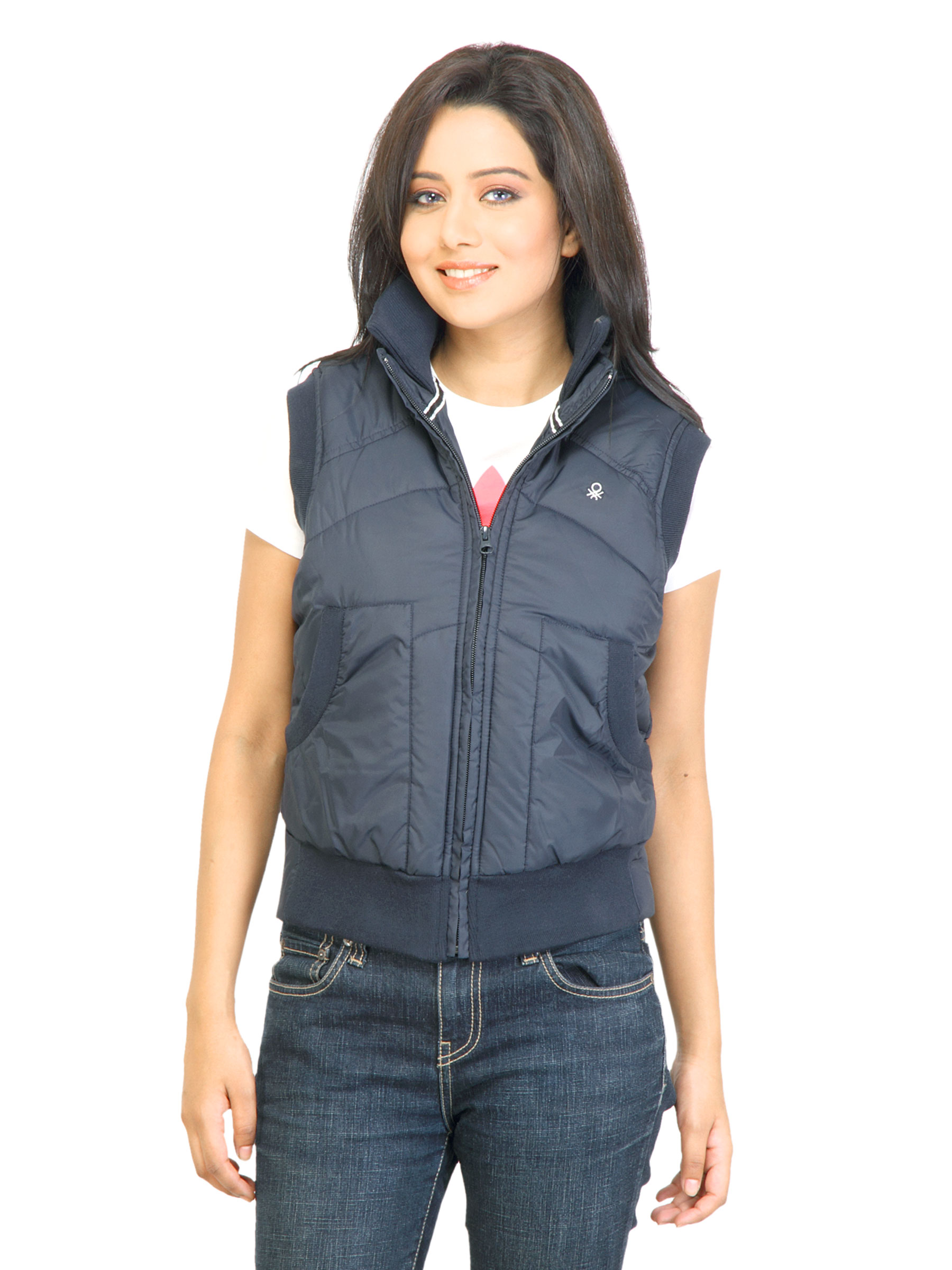 United Colors of Benetton Women Solid Navy Blue Jacket