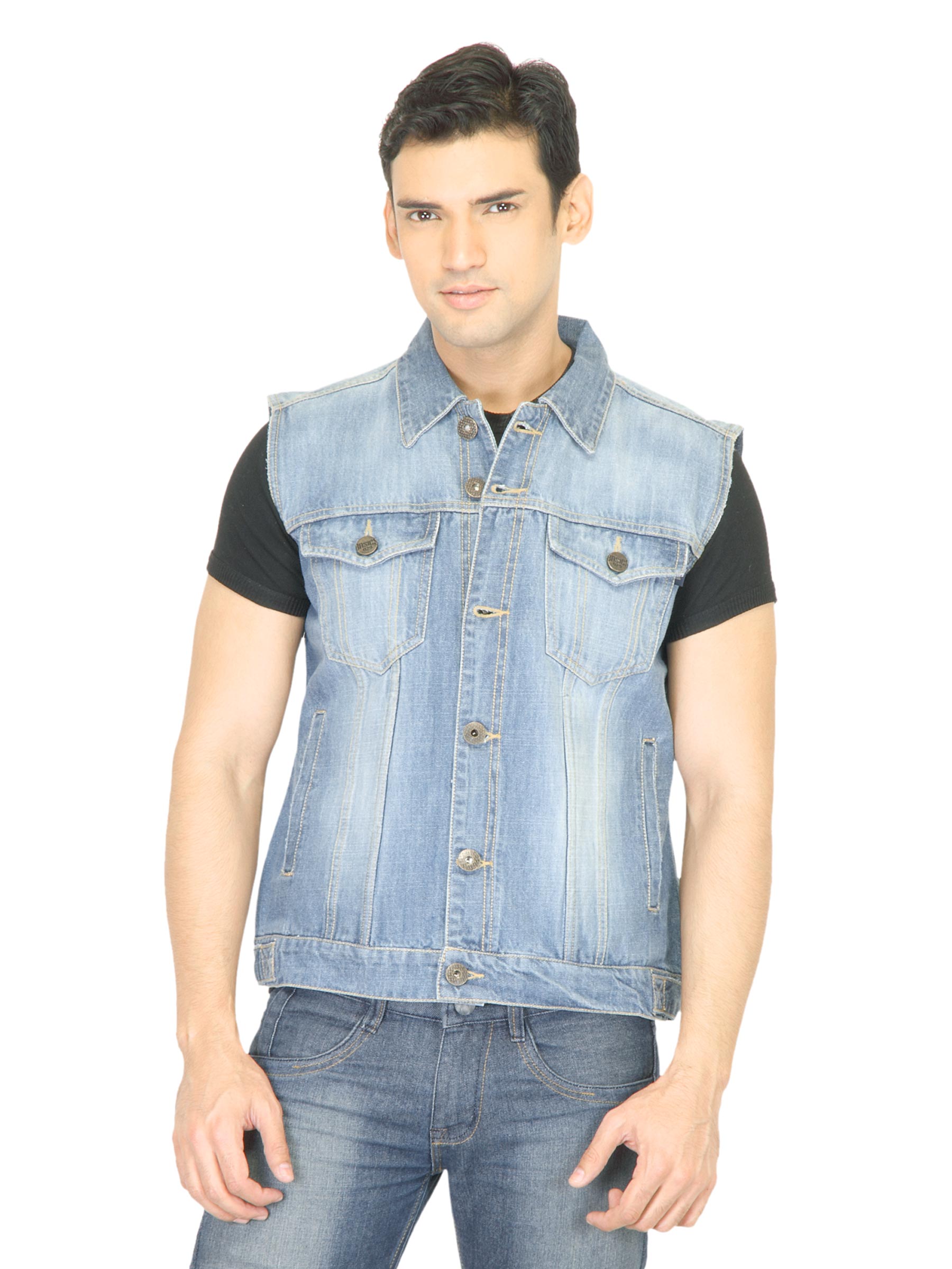 Basics Men Blue Washed Jacket