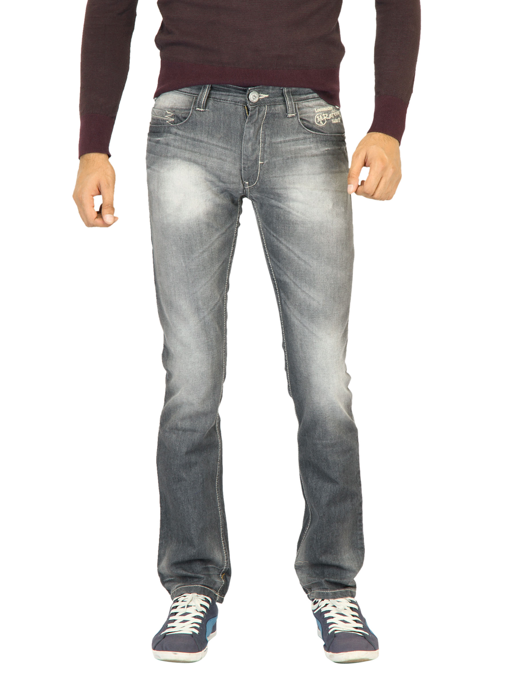 Locomotive Men Washed Grey Jeans