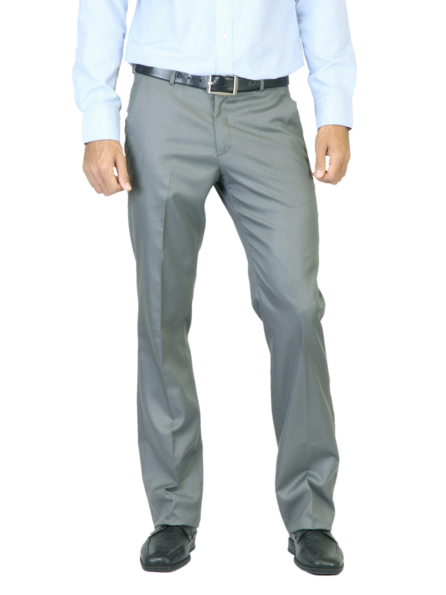 John Miller Men Striped Grey Trousers