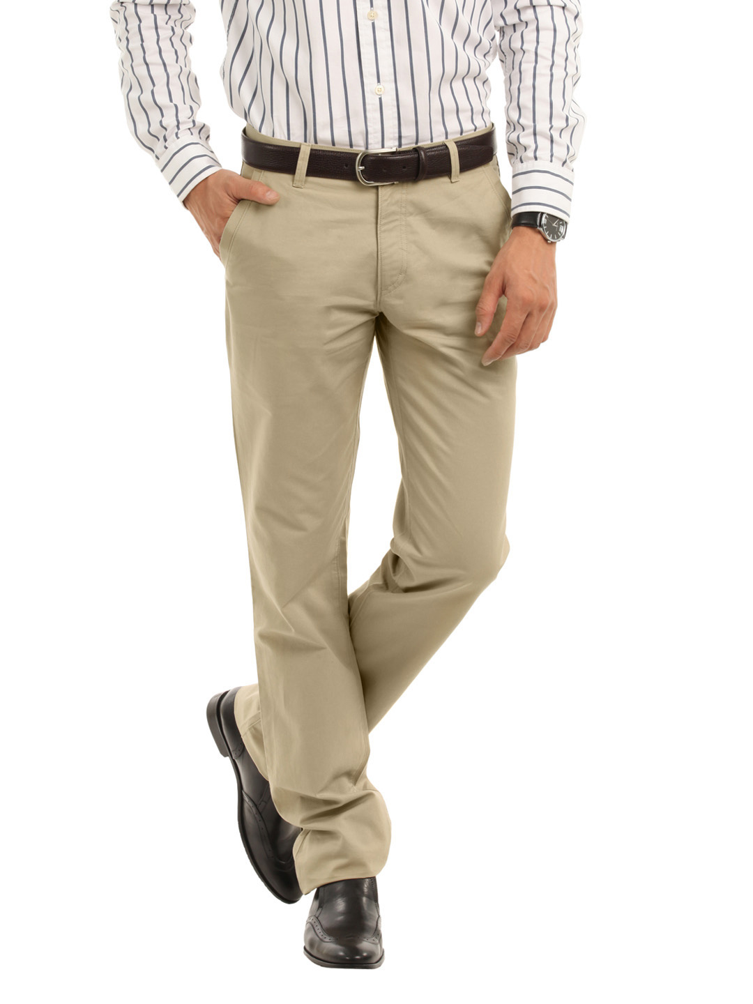 Scullers Men Beige Trousers