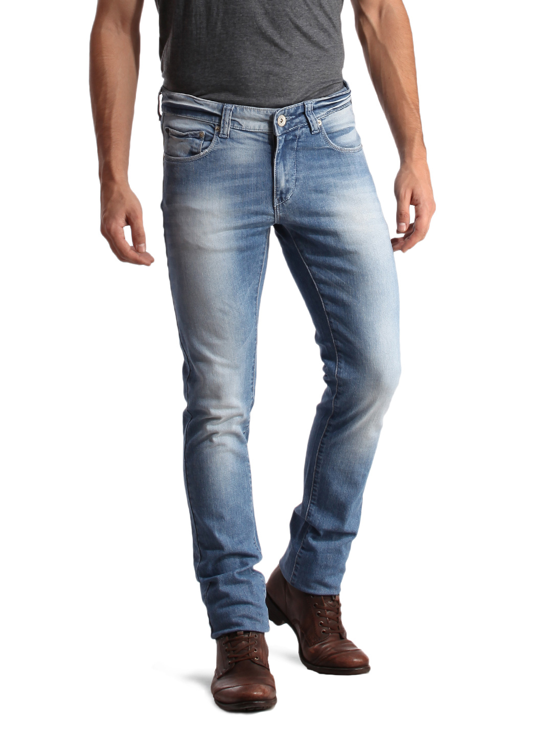 Spykar Men Washed Blue Jeans