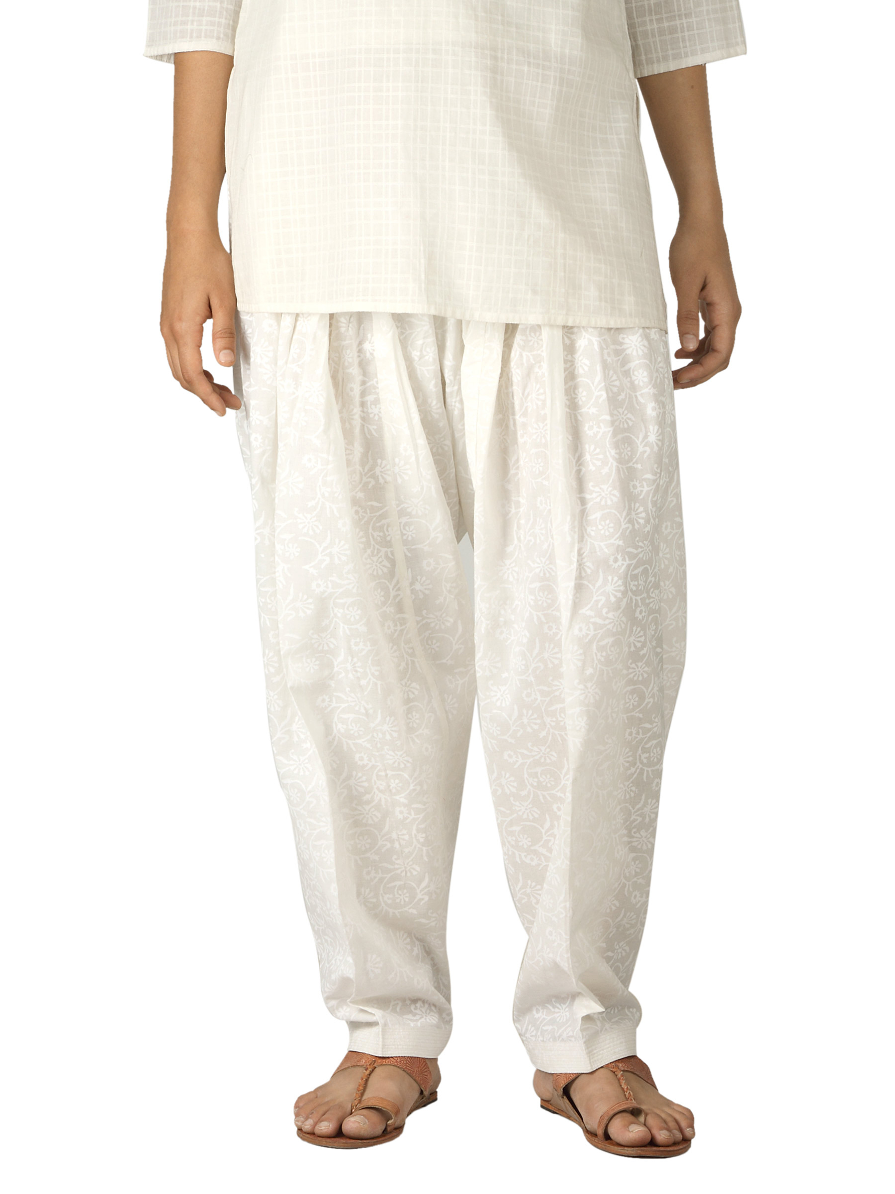 Fabindia Women Printed White Salwar