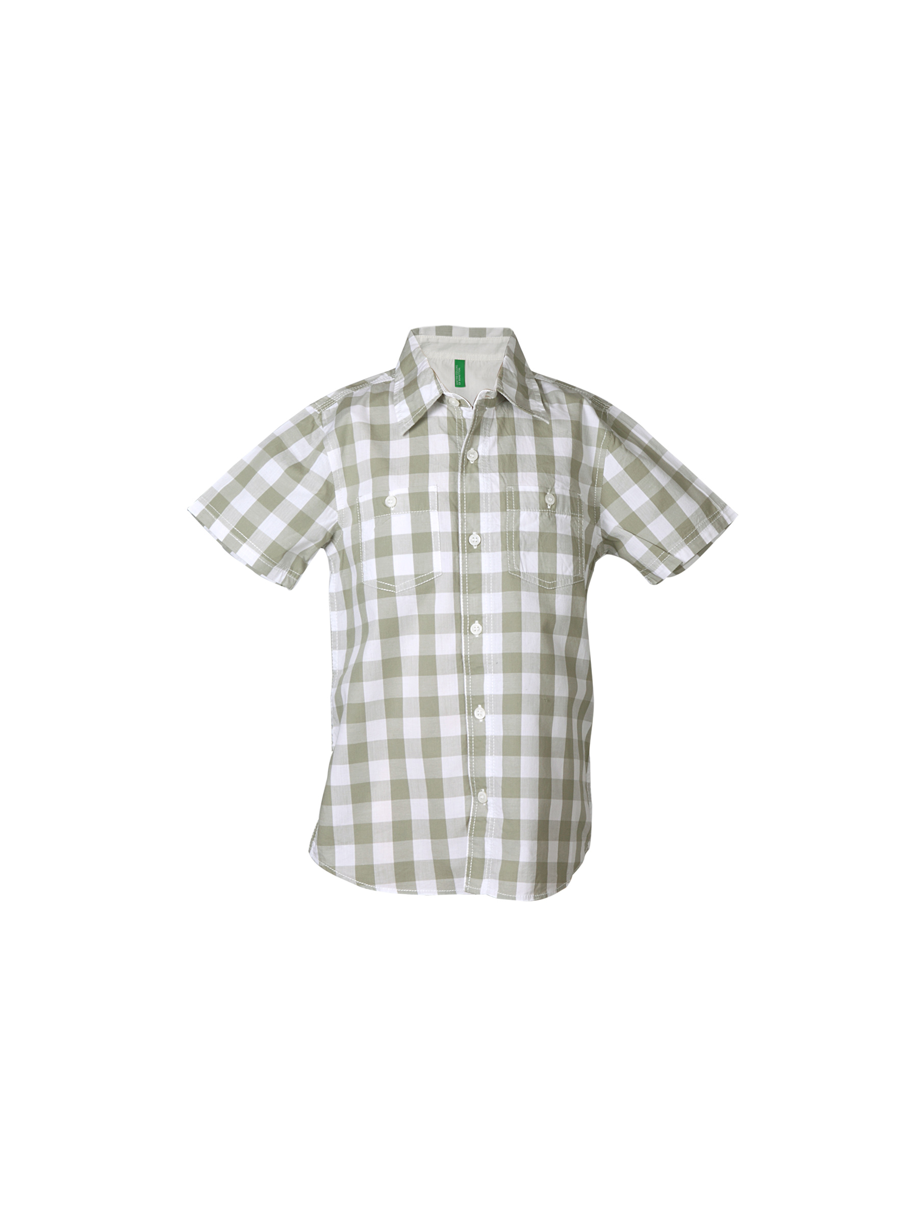 United Colors of Benetton Boys Check Olive Shirt