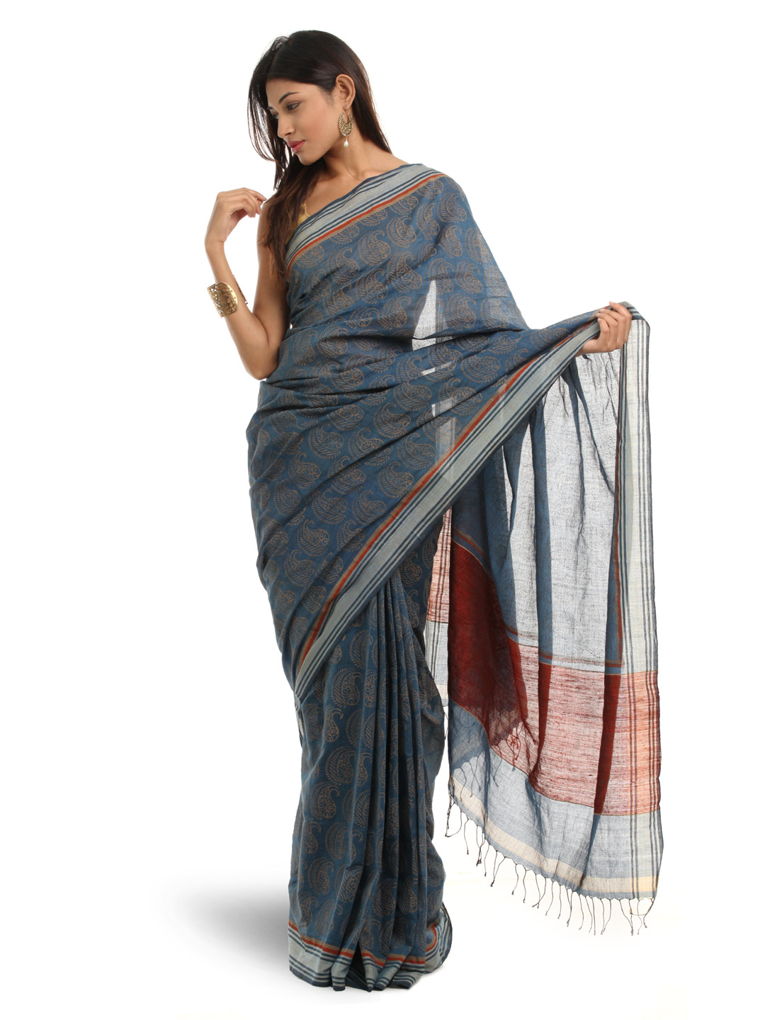 Fabindia Maroon Sari