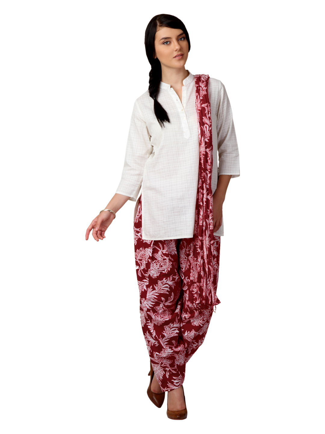 Vishudh Women Printed Red Salwar and Dupatta