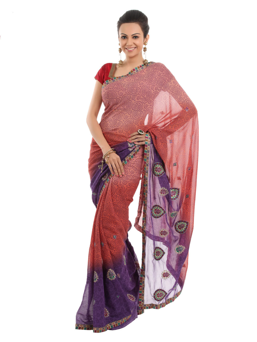FNF Orange & Purple Sari