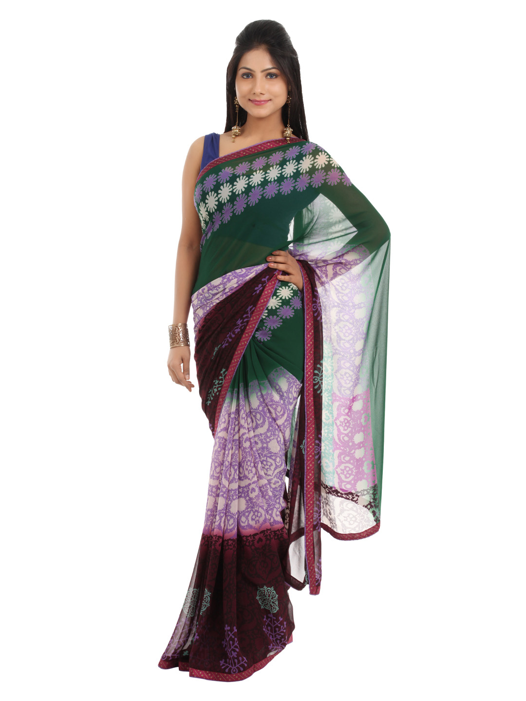 FNF Multi Coloured Printed Sari