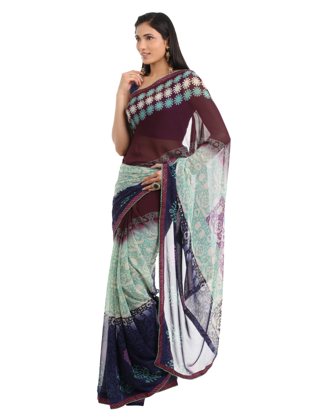 FNF Multi Coloured Printed Sari