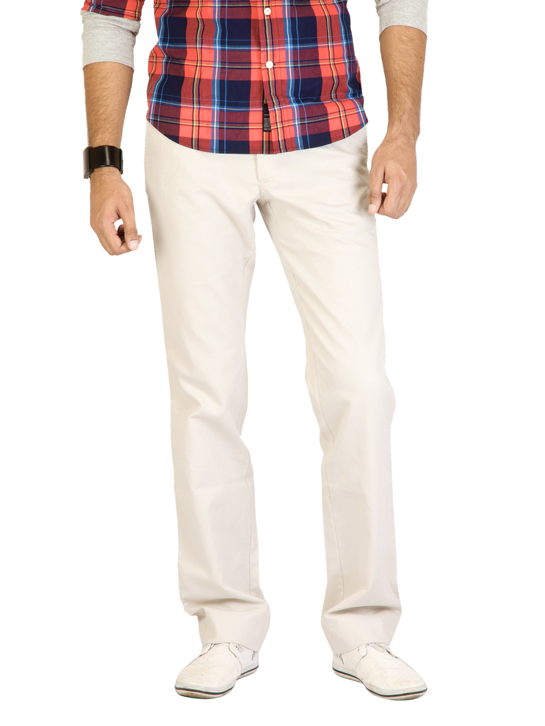 Indian Terrain Men Laffer Off-White Trousers