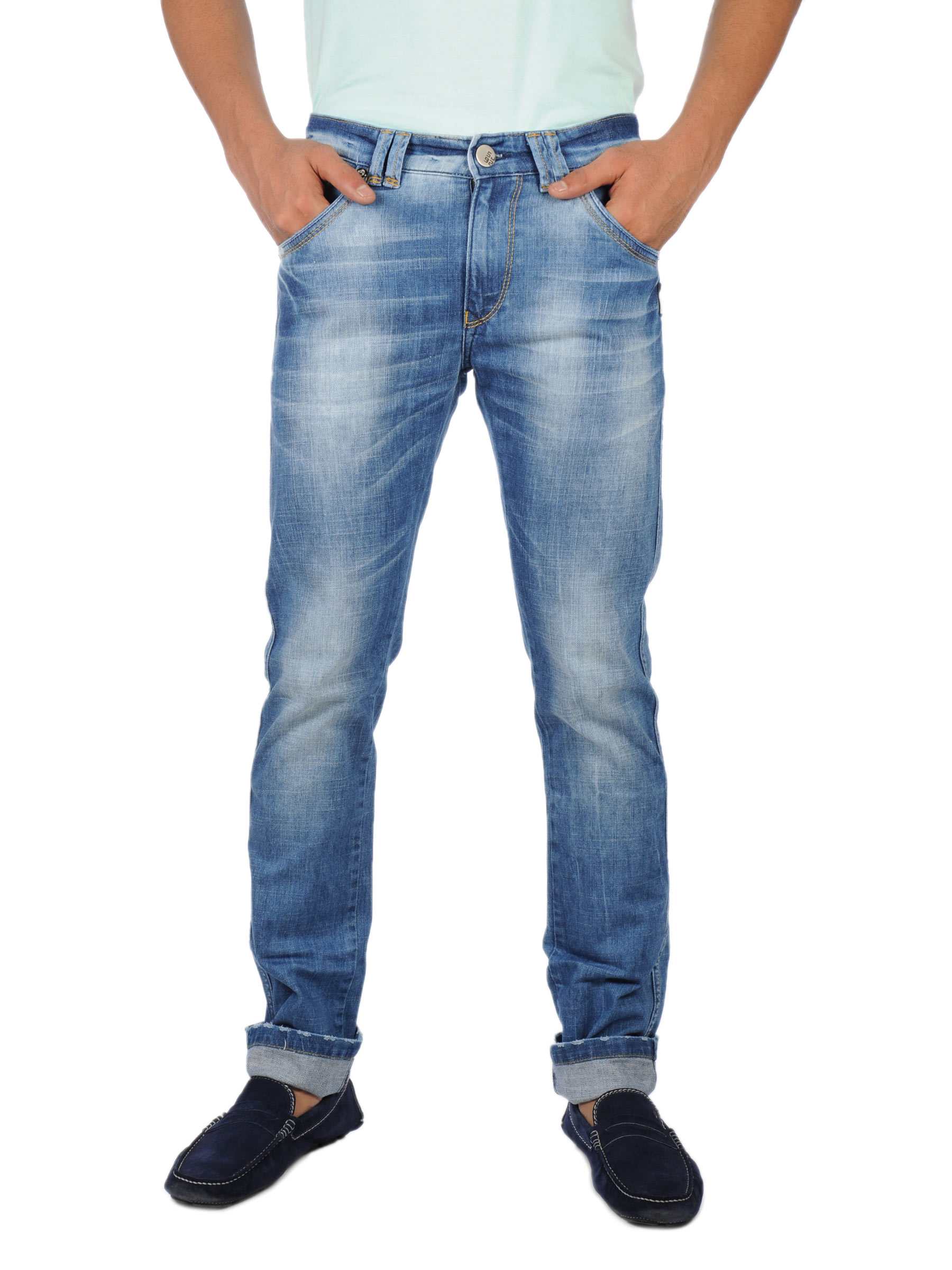 Spykar Men Actif Low Waist Narrow Fit Blue Jeans
