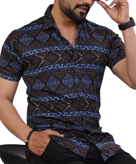 Men Regular Fit Printed Spread Collar Casual Shirt